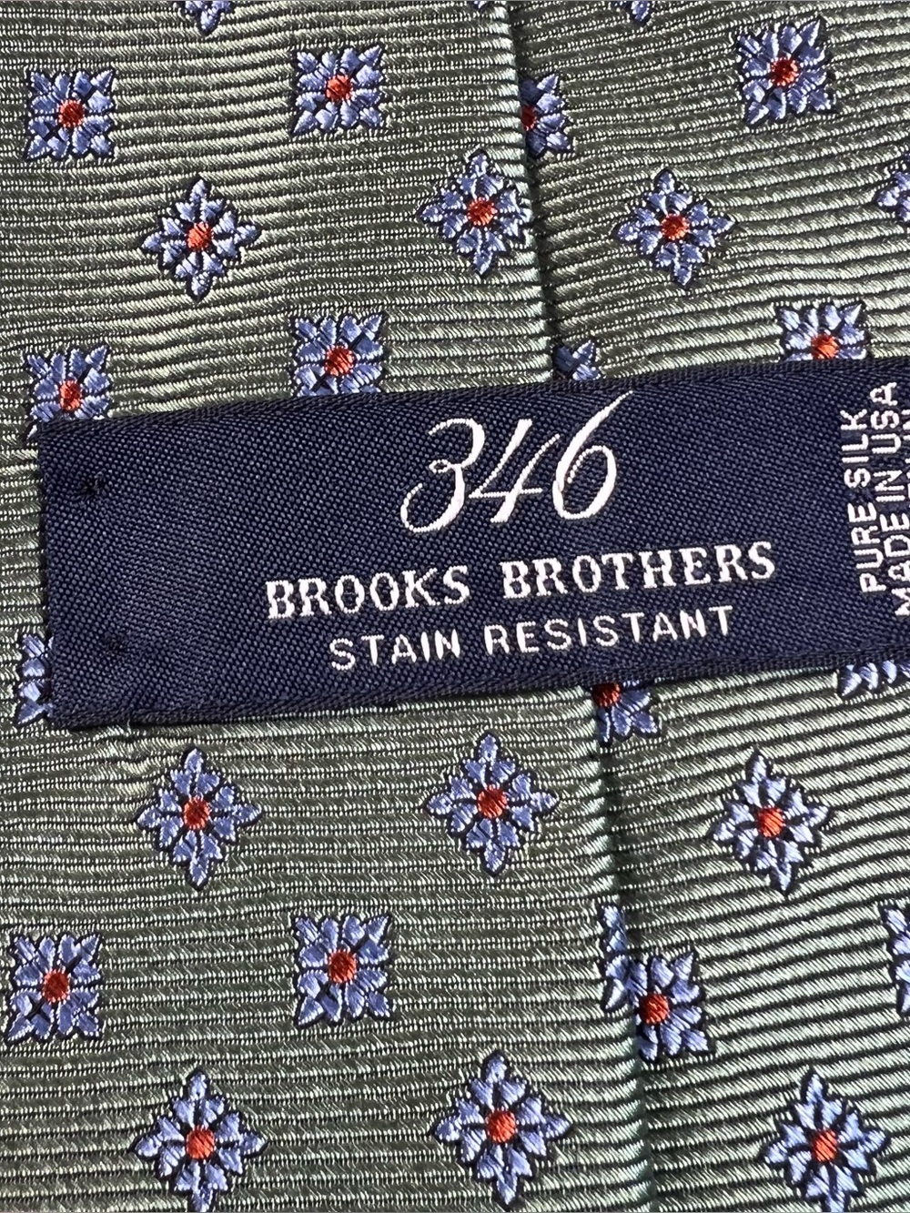 Brooks Brothers 346 Silk Neck Tie Green wedding workwear stain resistant - Picture 4 of 6
